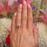 Ellibelle Jewellery Vintage 1993 Ceylon Sapphire & Diamond 18ct Gold Cluster Ring