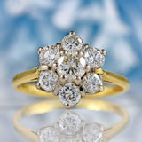 Ellibelle Jewellery Vintage 1993 Diamond 18ct Gold Daisy Cluster Ring (1.44cts)