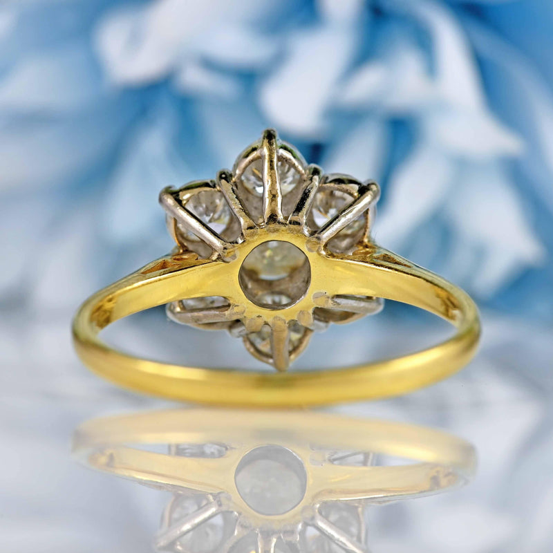 Ellibelle Jewellery Vintage 1993 Diamond 18ct Gold Daisy Cluster Ring (1.44cts)