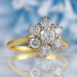 Ellibelle Jewellery Vintage 1993 Diamond 18ct Gold Daisy Cluster Ring (1.44cts)