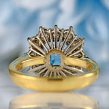 Ellibelle Jewellery Vintage 1993 Emerald-Cut Aquamarine & Diamond 18ct Gold Cluster Ring