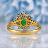 Ellibelle Jewellery Vintage 1993 Emerald & Diamond 18ct Gold Cluster Ring (0.60ct)