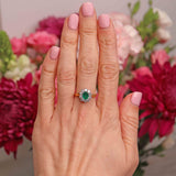 Ellibelle Jewellery Vintage 1993 Emerald & Diamond 18ct Gold Cluster Ring (0.60ct)