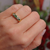 Ellibelle Jewellery Vintage 1993 Emerald & Diamond 18ct Gold Gypsy Band Ring