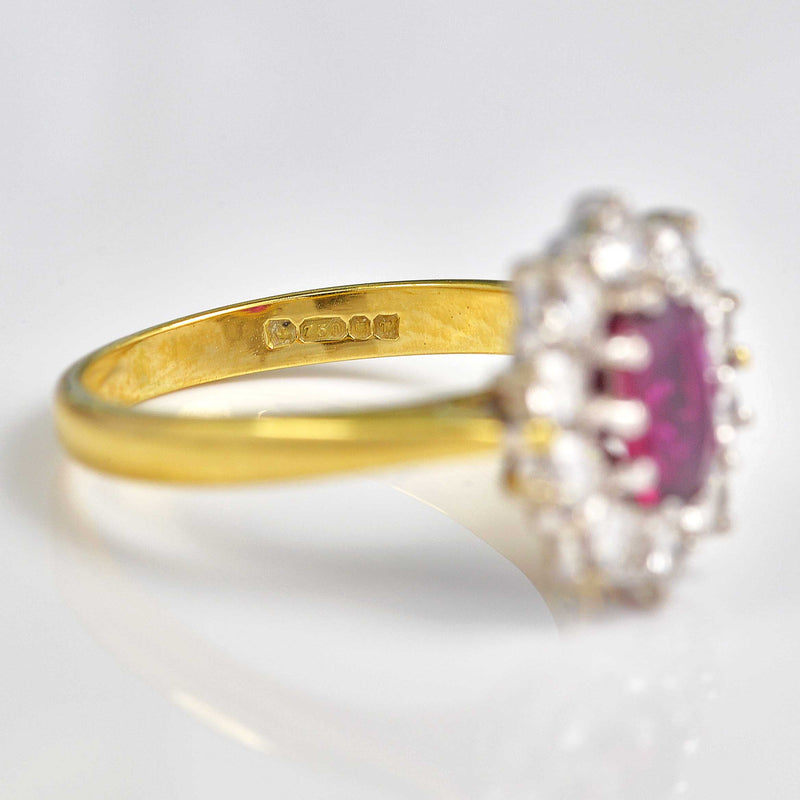 Ellibelle Jewellery Vintage 1993 Ruby & Diamond Gold Cluster Ring