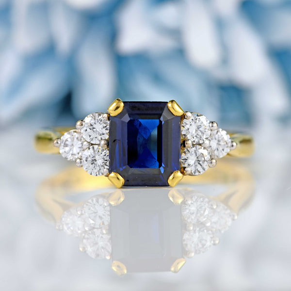 Ellibelle Jewellery Vintage 1993 Sapphire & Diamond 18ct Gold Ring