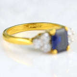 Ellibelle Jewellery Vintage 1993 Sapphire & Diamond 18ct Gold Ring