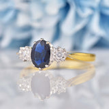 Ellibelle Jewellery Vintage 1993 Sapphire & Diamond Three-Stone Engagement Ring