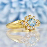 Ellibelle Jewellery Vintage 1993 Topaz & Diamond 18ct Gold Cluster Ring