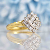 Ellibelle Jewellery Vintage 1993 Vari-Cut Diamond 18ct Gold Cluster Ring