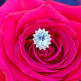 Ellibelle Jewellery Vintage 1994 Aquamarine & Diamond 18ct Gold Cluster Ring