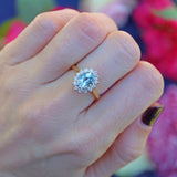 Ellibelle Jewellery Vintage 1994 Aquamarine & Diamond 18ct Gold Cluster Ring