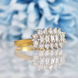Ellibelle Jewellery Vintage 1994 Baguette & Brilliant Cut 18ct Gold Diamond Cluster Ring