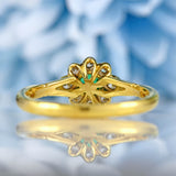 Ellibelle Jewellery Vintage 1994 Emerald & Diamond 18ct Gold Daisy Cluster Ring