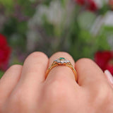Ellibelle Jewellery Vintage 1994 Emerald & Diamond 18ct Gold Daisy Cluster Ring