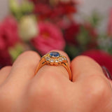 Ellibelle Jewellery Vintage 1994 Sapphire & Diamond 18ct Gold Cluster Ring