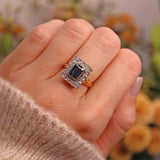 Ellibelle Jewellery Vintage 1994 Sapphire & Diamond 18ct Gold Cluster Ring