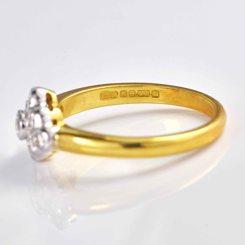 Ellibelle Jewellery Vintage 1995 Diamond 18ct Gold Kite-Shaped Cluster Ring (0.40cts)