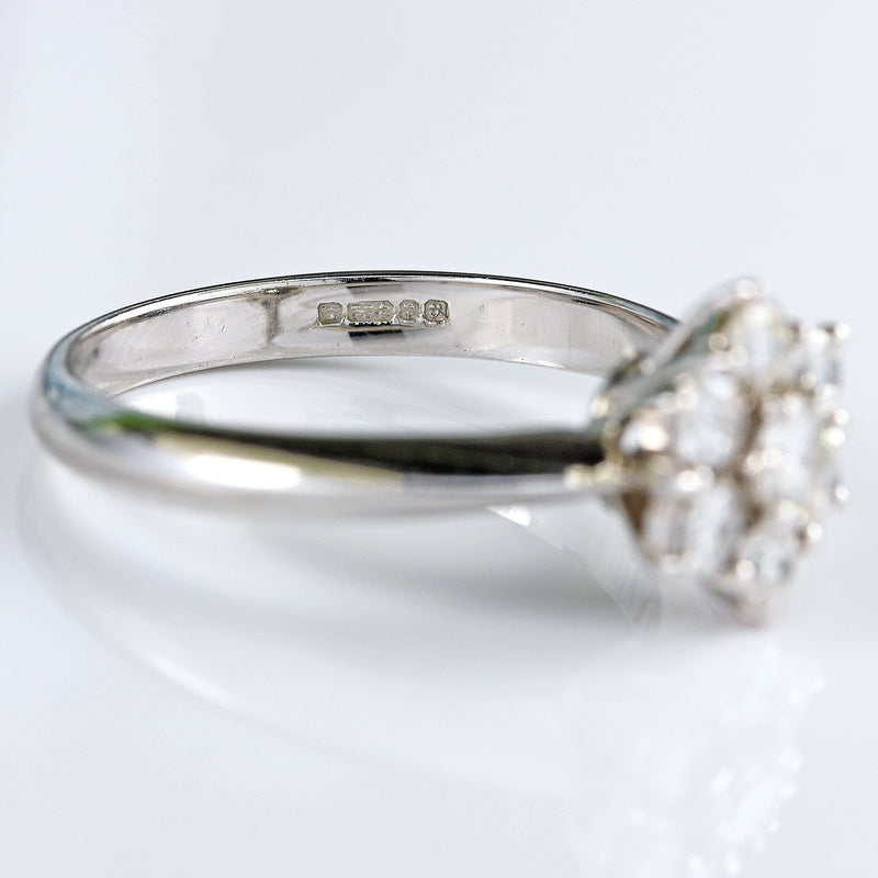 Ellibelle Jewellery Vintage 1995 Diamond 18ct White Gold Daisy Cluster Ring