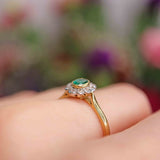 Ellibelle Jewellery Vintage 1995 Emerald & Diamond 18ct Gold Cluster Ring (0.40cts)
