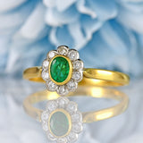 Ellibelle Jewellery Vintage 1995 Emerald & Diamond 18ct Gold Cluster Ring (0.40cts)
