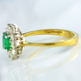Ellibelle Jewellery Vintage 1995 Emerald & Diamond 18ct Gold Cluster Ring (0.50cts)