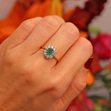 Ellibelle Jewellery Vintage 1995 Emerald & Diamond 18ct Gold Cluster Ring (0.50cts)