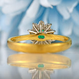 Ellibelle Jewellery Vintage 1995 Emerald & Diamond 18ct Gold Cluster Ring