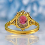 Ellibelle Jewellery Vintage 1995 Pink Tourmaline & Diamond 18ct Gold Cluster Ring