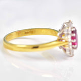 Ellibelle Jewellery Vintage 1995 Ruby & Diamond 18ct Gold Cluster Engagement Ring