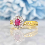 Ellibelle Jewellery Vintage 1995 Ruby & Diamond 18ct Gold Cluster Ring