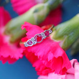 Ellibelle Jewellery Vintage 1995 Ruby & Diamond 18ct Gold Nine-Stone Bezel Ring