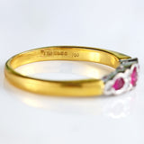 Ellibelle Jewellery Vintage 1995 Ruby & Diamond 18ct Gold Nine-Stone Bezel Ring