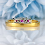 Ellibelle Jewellery Vintage 1995 Ruby & Diamond 18ct Gold Nine-Stone Bezel Ring