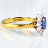 Ellibelle Jewellery Vintage 1995 Sapphire & Diamond 18ct Gold Cluster Engagement Ring