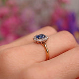 Ellibelle Jewellery Vintage 1995 Sapphire & Diamond 18ct Gold Cluster Engagement Ring