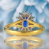 Ellibelle Jewellery Vintage 1995 Sapphire & Diamond 18ct Gold Cluster Engagement Ring
