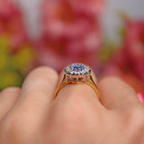 Ellibelle Jewellery Vintage 1995 Sapphire & Diamond 18ct Gold Oval Cluster Ring