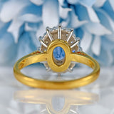 Ellibelle Jewellery Vintage 1995 Sapphire & Diamond 18ct Gold Oval Cluster Ring