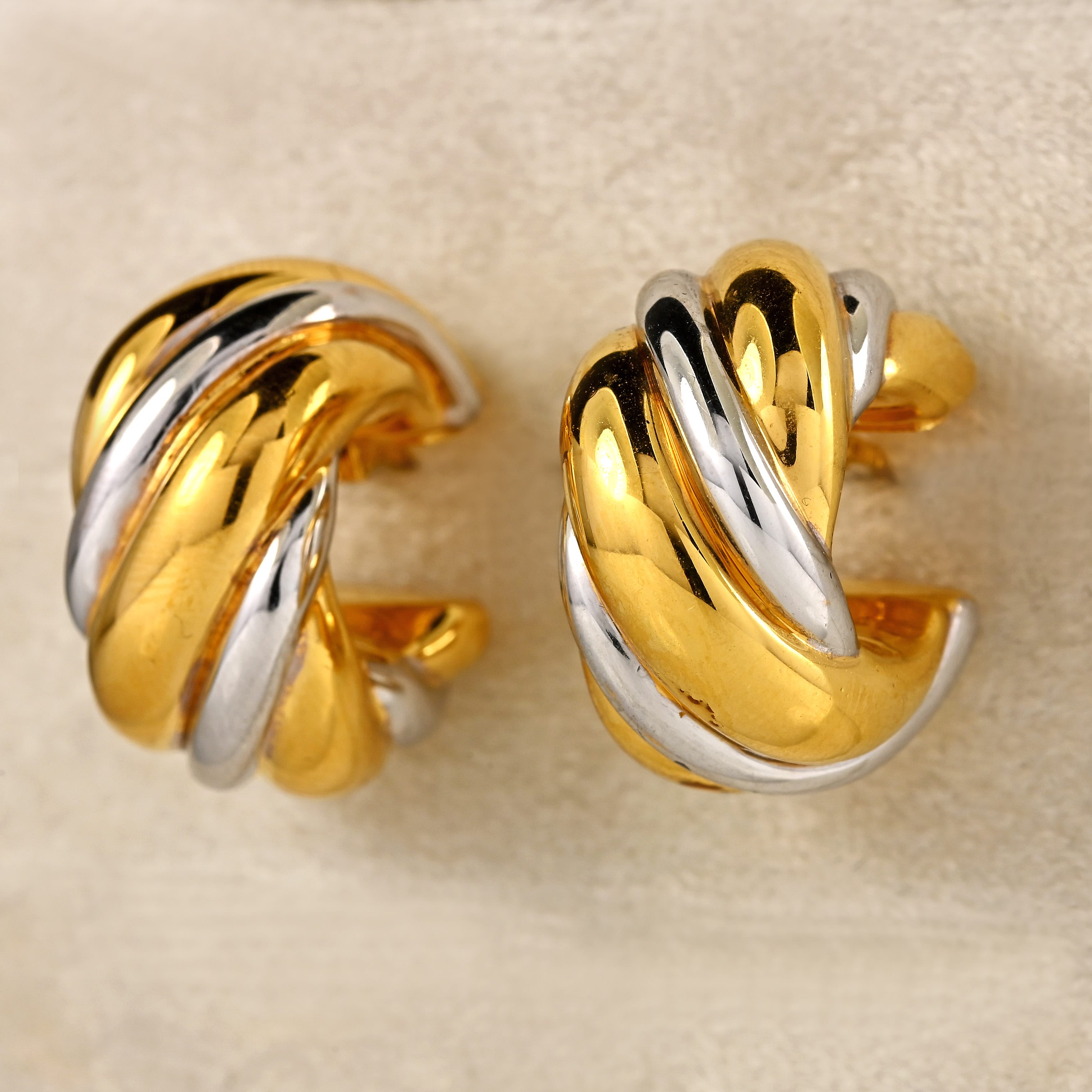 Ellibelle Jewellery Vintage 1995 Two-Tone 18ct Gold Chunky Hoop Earrings