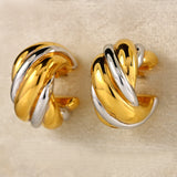 Ellibelle Jewellery Vintage 1995 Two-Tone 18ct Gold Chunky Hoop Earrings
