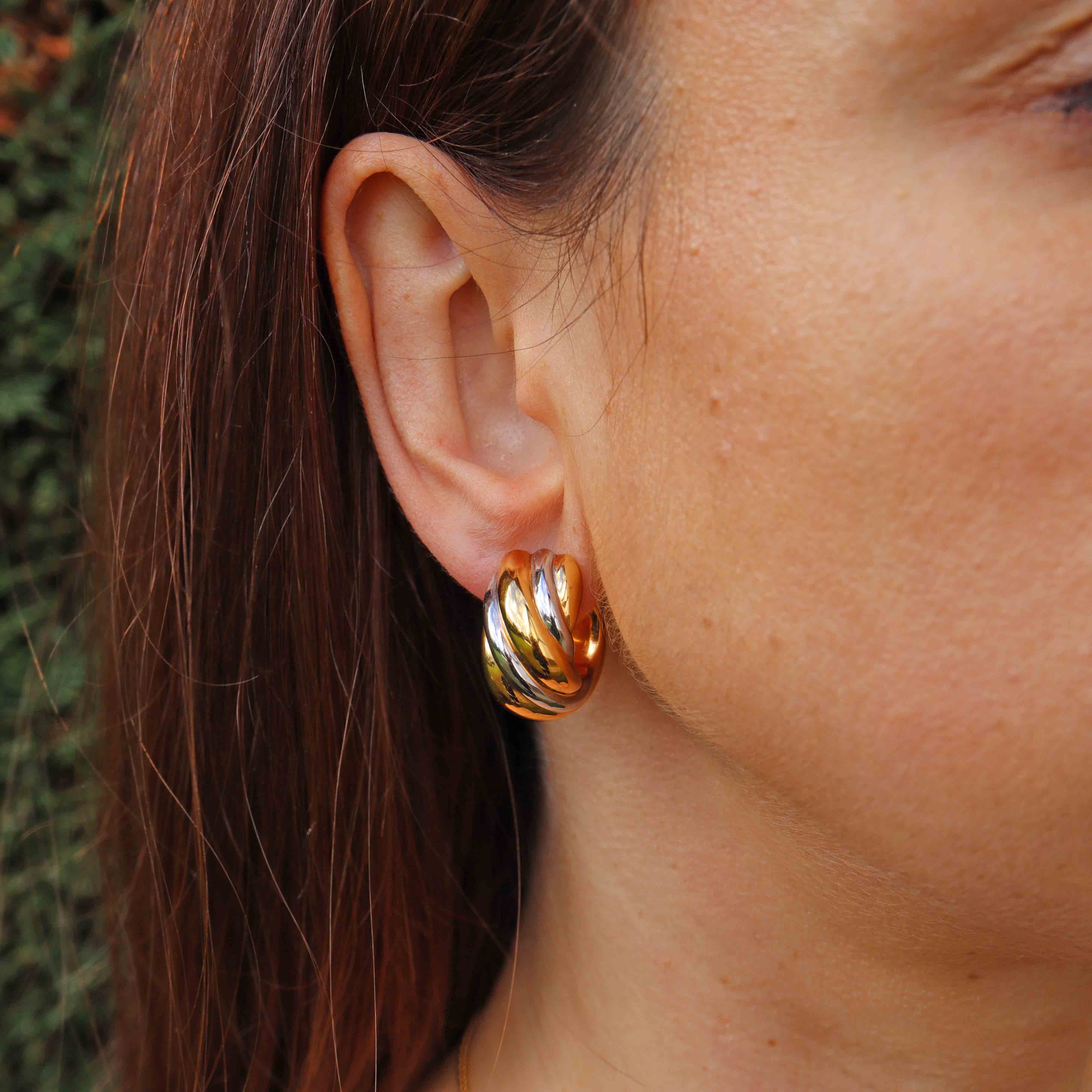 Ellibelle Jewellery Vintage 1995 Two-Tone 18ct Gold Chunky Hoop Earrings