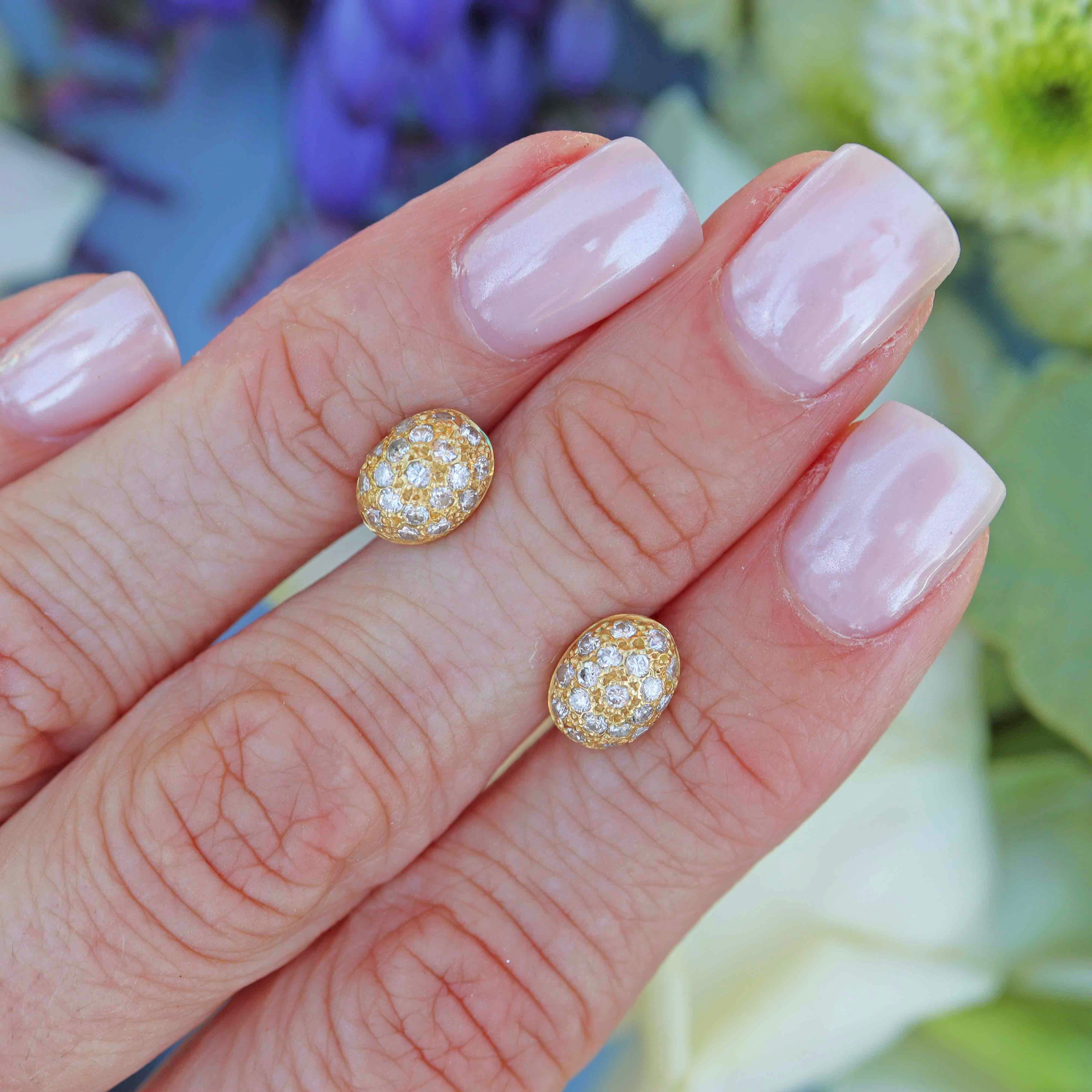 Ellibelle Jewellery Vintage 1996 18ct Gold Diamond Oval Stud Earrings (0.38cts)