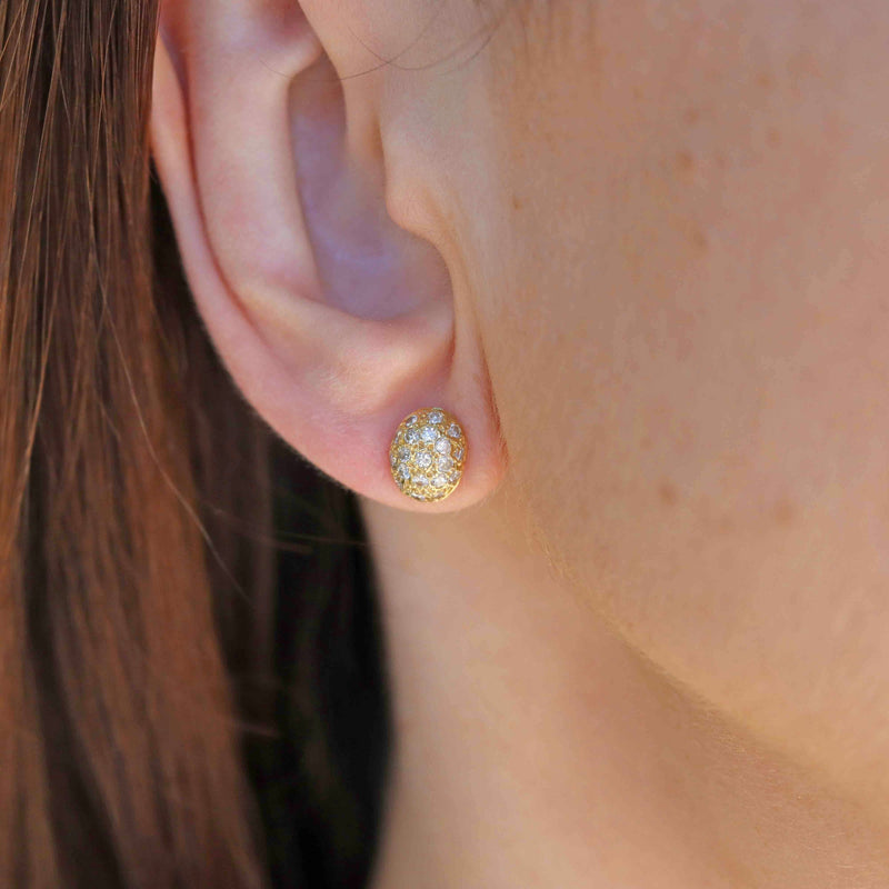Ellibelle Jewellery Vintage 1996 18ct Gold Diamond Oval Stud Earrings (0.38cts)