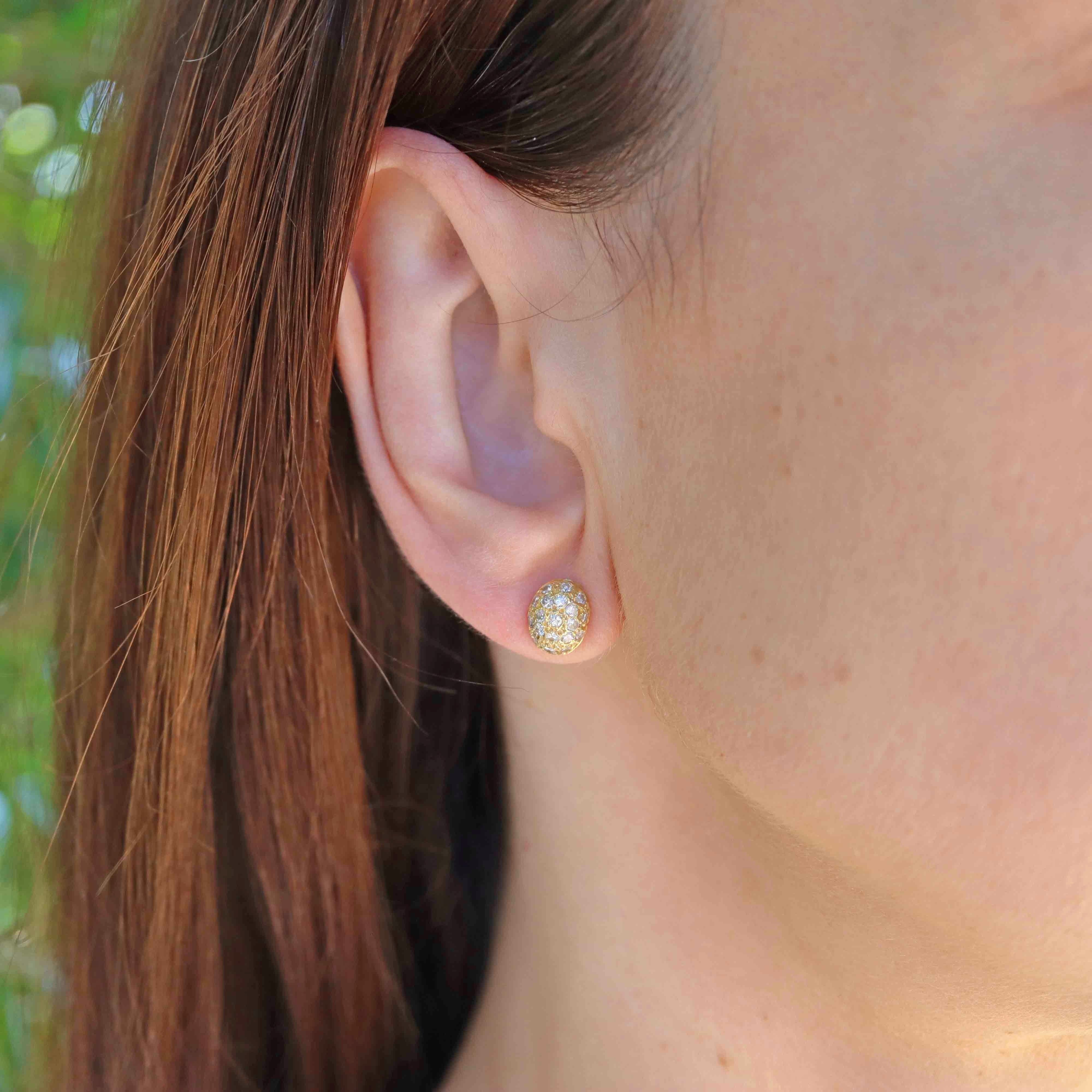 Ellibelle Jewellery Vintage 1996 18ct Gold Diamond Oval Stud Earrings (0.38cts)