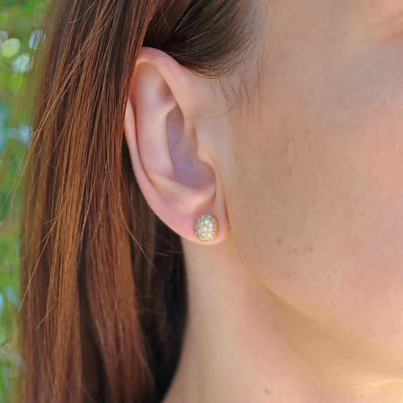 Ellibelle Jewellery Vintage 1996 18ct Gold Diamond Oval Stud Earrings (0.38cts)