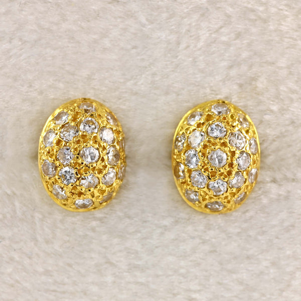 Ellibelle Jewellery Vintage 1996 18ct Gold Diamond Oval Stud Earrings (0.38cts)