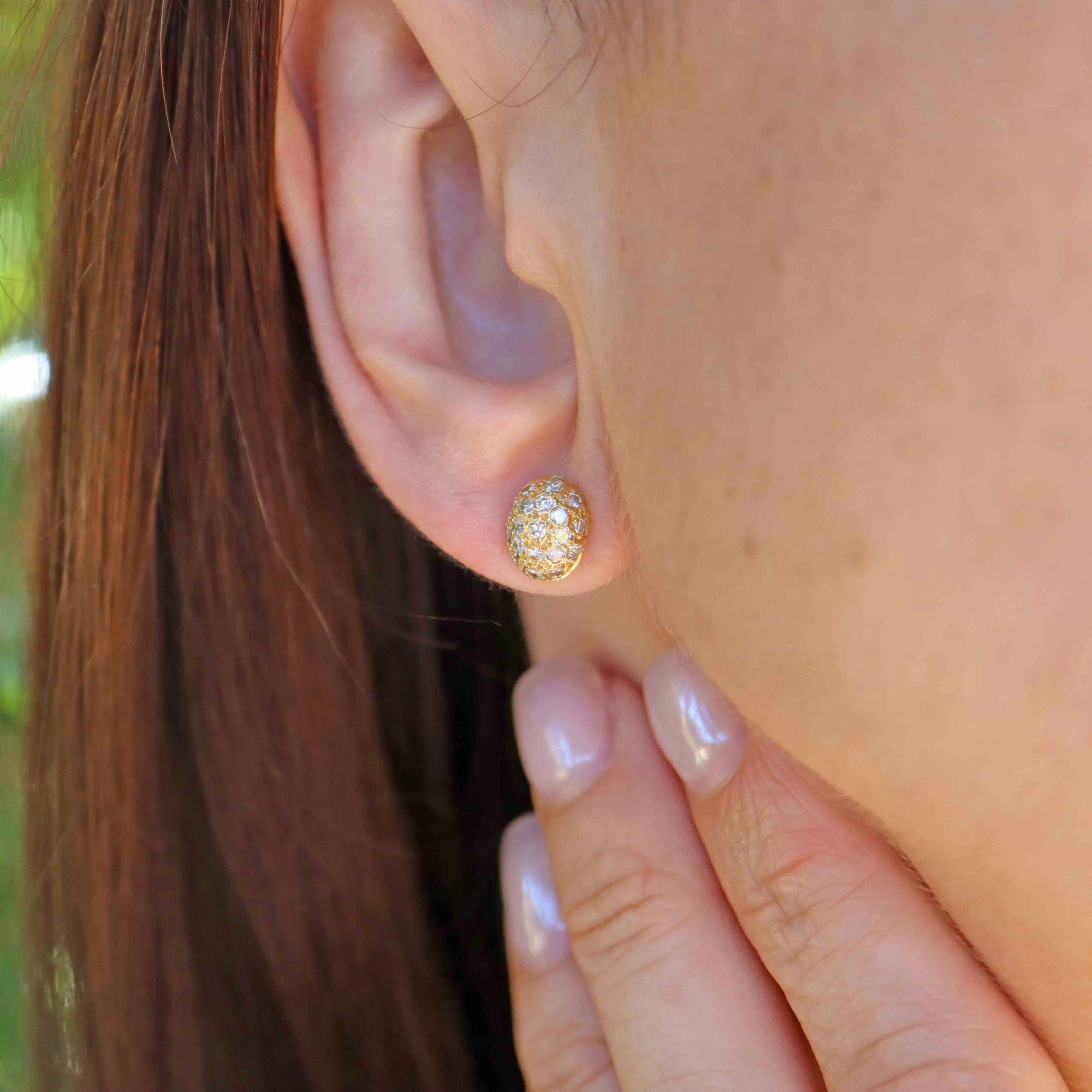 Ellibelle Jewellery Vintage 1996 18ct Gold Diamond Oval Stud Earrings (0.38cts)