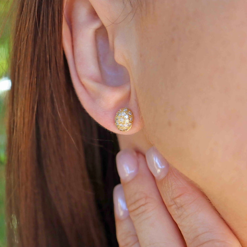 Ellibelle Jewellery Vintage 1996 18ct Gold Diamond Oval Stud Earrings (0.38cts)