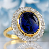Ellibelle Jewellery Vintage 1996 Black Opal & Diamond 18ct Gold Cluster Ring